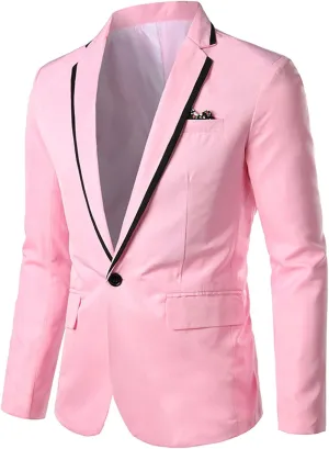 Men's Sport Coat Classic One Button Stretch Blazer Suit Jacket Slim Fit Lightweight Jacket Tailored Blazer Sport Coat