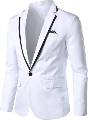 Men's Sport Coat Classic One Button Stretch Blazer Suit Jacket Slim Fit Lightweight Jacket Tailored Blazer Sport Coat