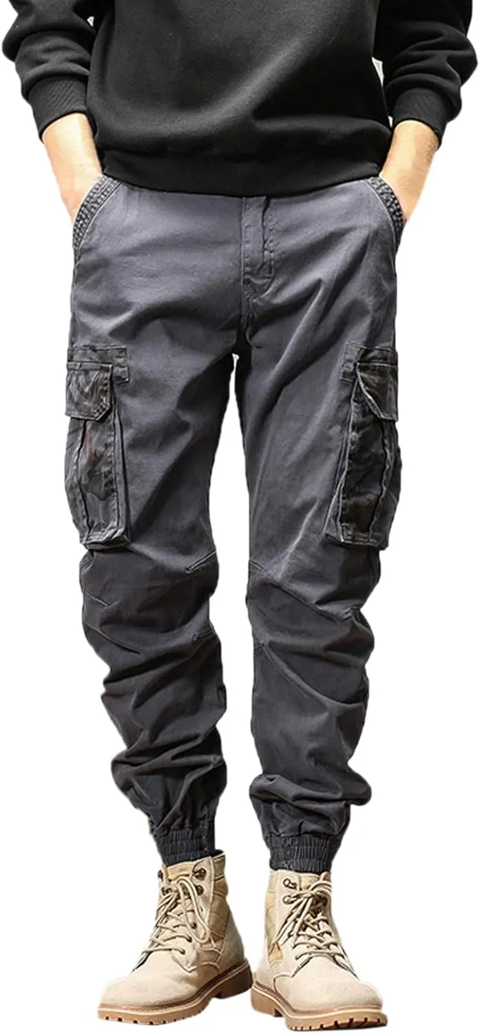 Mens Sweatpants with Pockets Big and Tall Athletic Cargo Trousers Utility Pants with Zip Pockets Joggers for Men Cargo