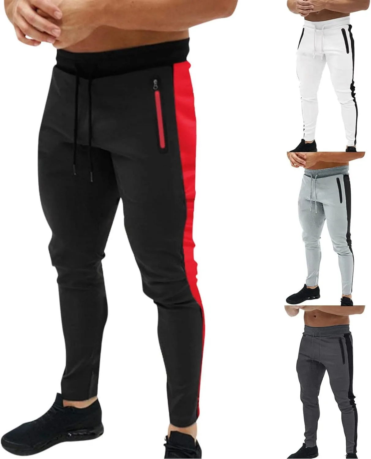Mens Sweatpants with Pockets Big and Tall Pant Slim fit Basic Trouser with Pocket Men's Personality Casual Drawstring