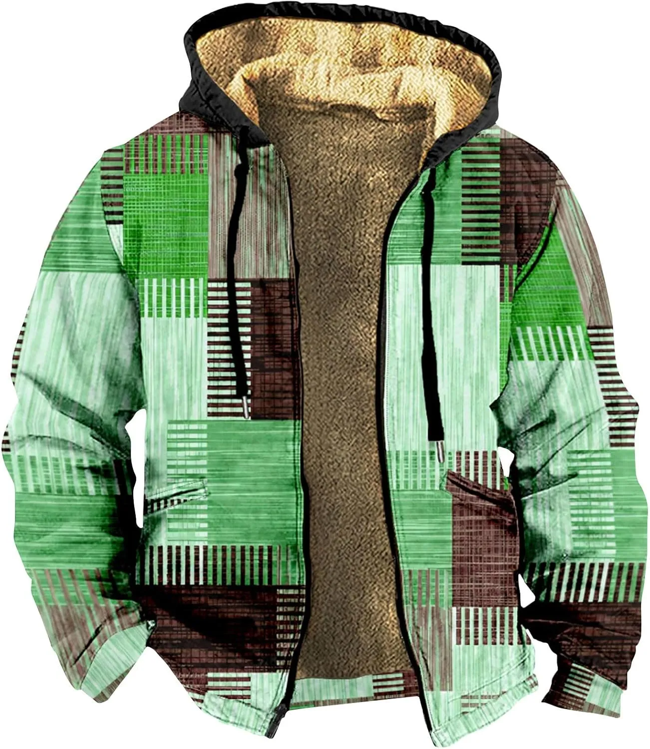 Men's Thick Sherpa Lined Jackets Full Zip Up Hoodies Winter Casual Trendy Warm Sweatshirts Coat with Pocket