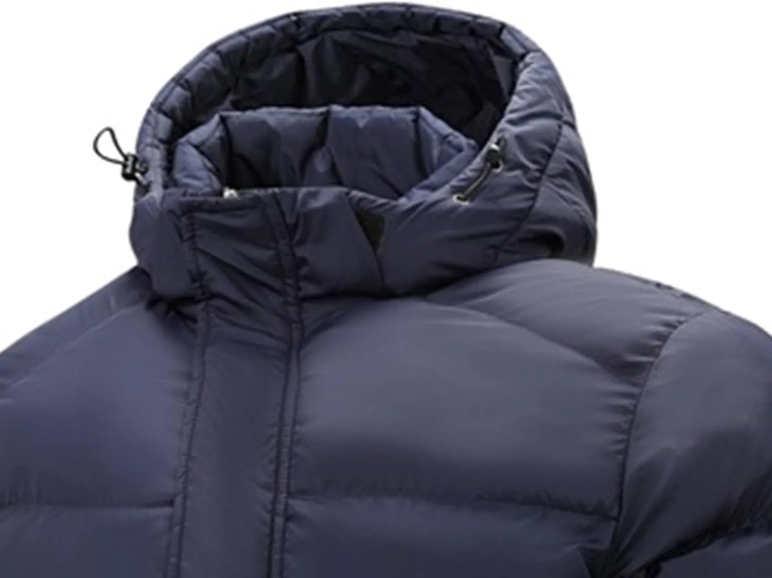 Men's Thicken Puffer Hooded Jacket Warm Zipper Down Quilted Jackets Insulated Water-Resistant Winter Coat