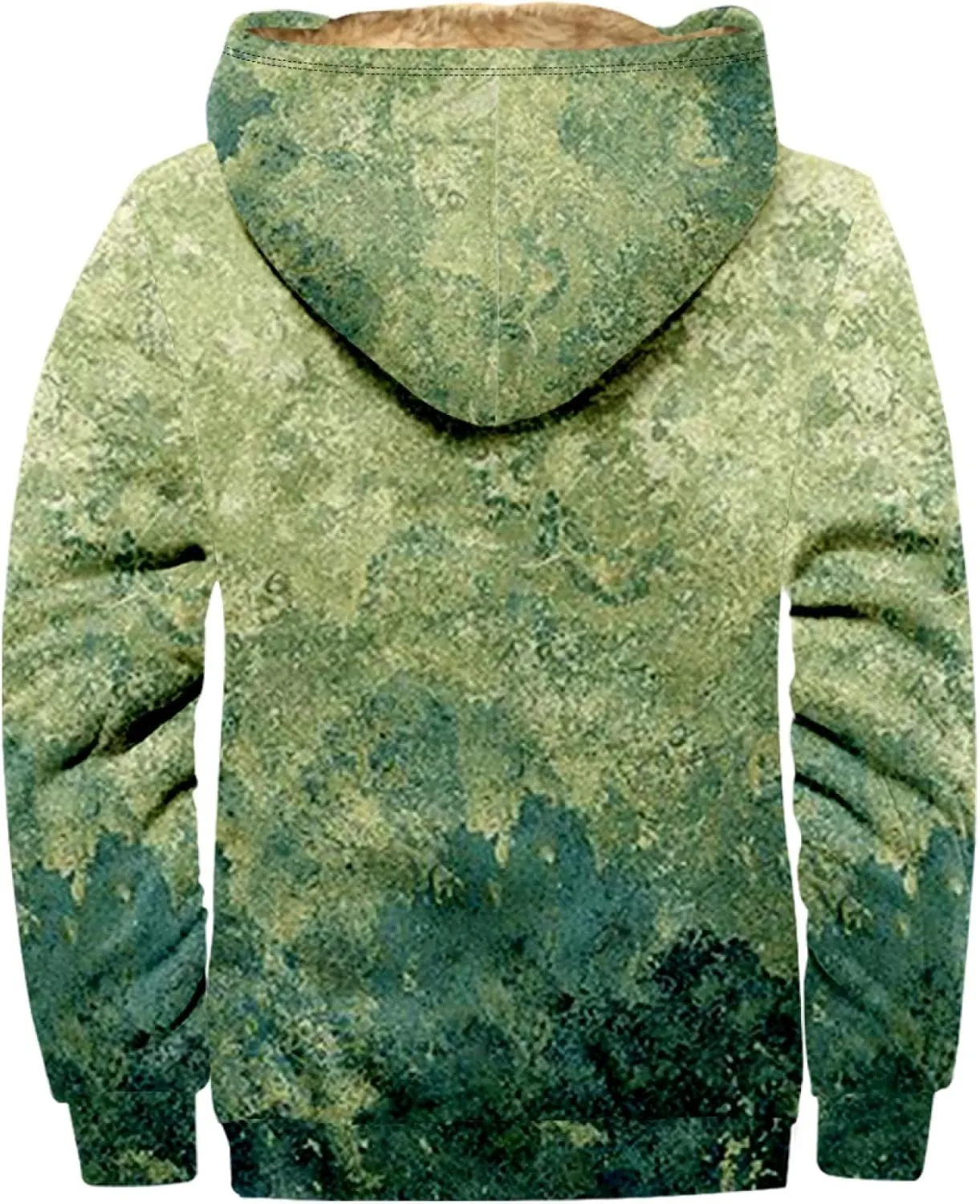Mens Winter Coat With Hood Fleece Zip Up Coat Thermal Heavy Windbreaker Casual Vintage Oversized Jacket