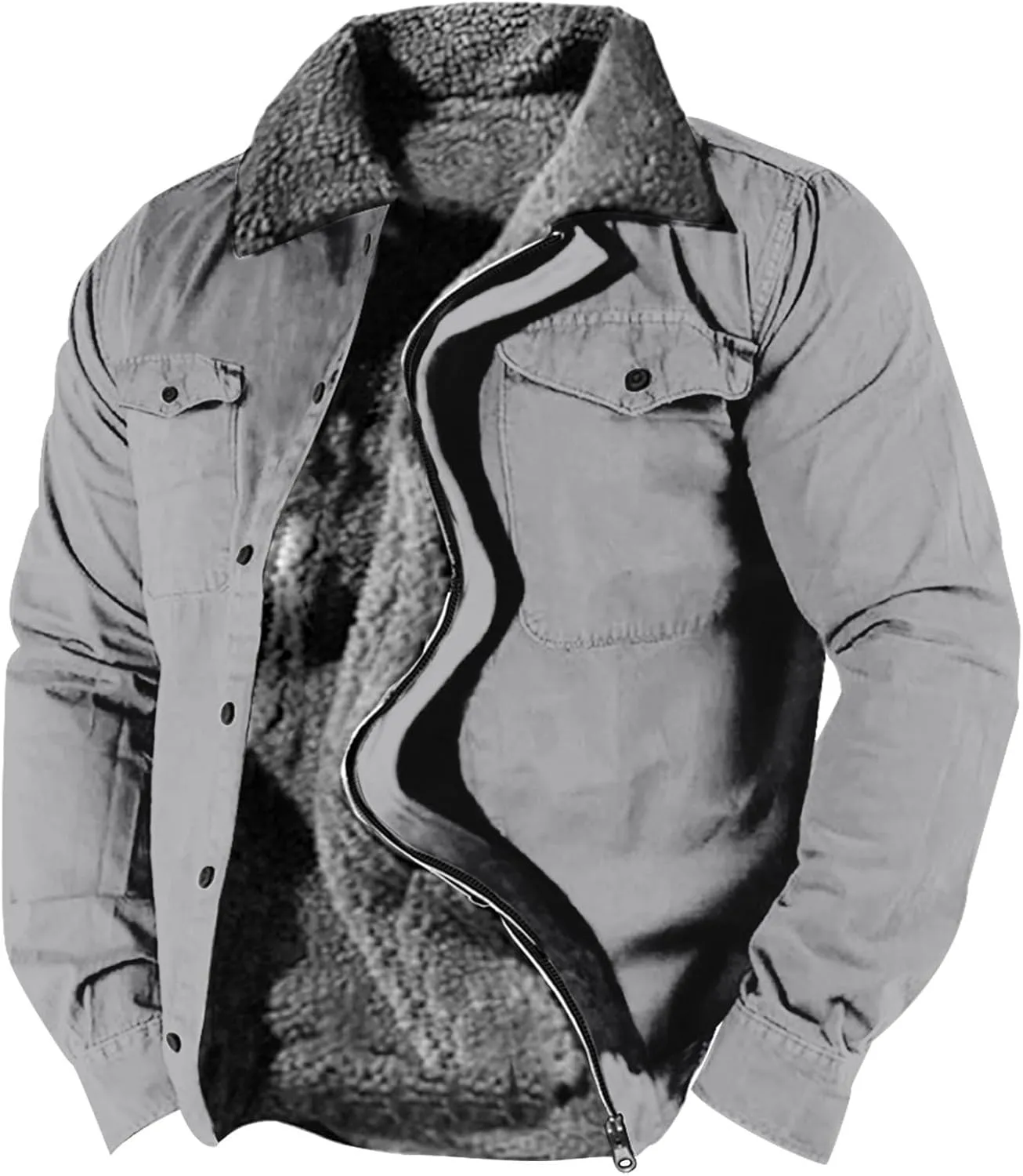 Mens Winter Jacket Big and Tall Fleece Coat Full Zip Bomber Jacket Windbreaker Heavyweight Windproof Sport Coat
