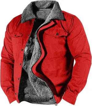 Mens Winter Jacket Big and Tall Fleece Coat Full Zip Bomber Jacket Windbreaker Heavyweight Windproof Sport Coat