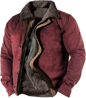 Mens Winter Jacket Big and Tall Fleece Coat Full Zip Bomber Jacket Windbreaker Heavyweight Windproof Sport Coat
