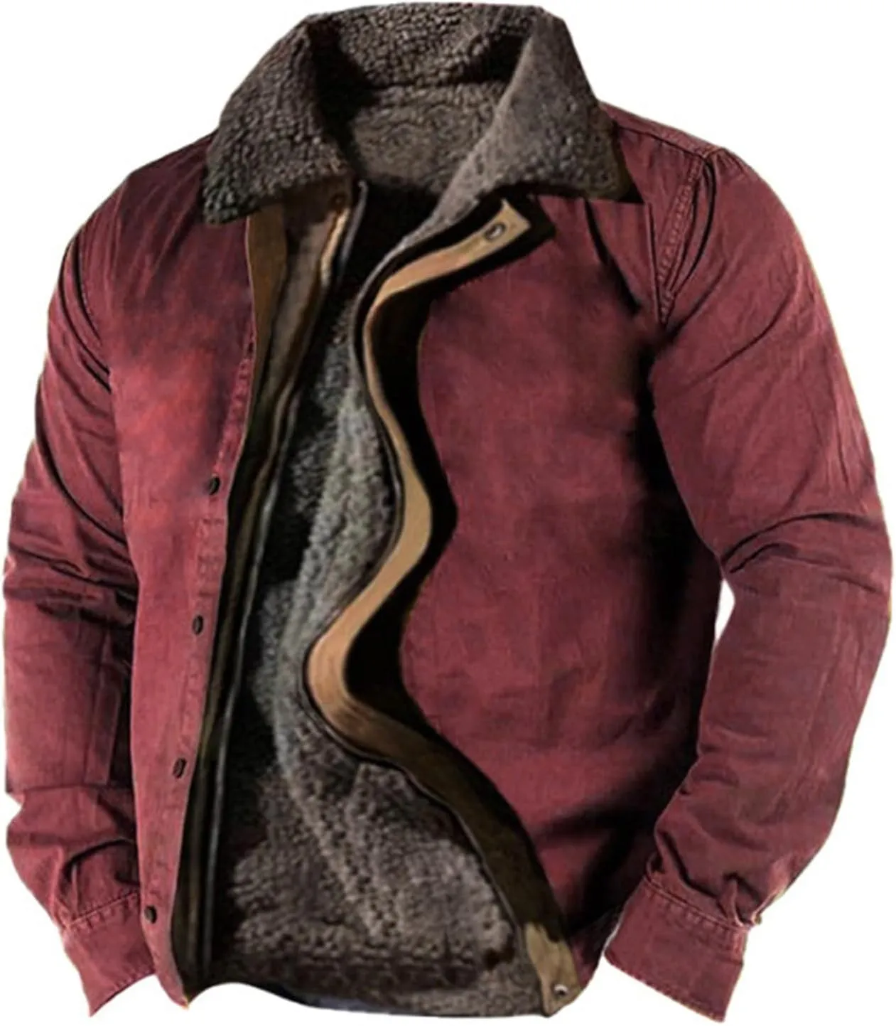 Mens Winter Jacket Big and Tall Fleece Coat Full Zip Bomber Jacket Windbreaker Heavyweight Windproof Sport Coat