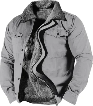 Mens Winter Jacket Big and Tall Fleece Coat Full Zip Bomber Jacket Windbreaker Heavyweight Windproof Sport Coat