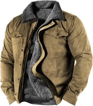 Mens Winter Jacket Big and Tall Fleece Coat Full Zip Bomber Jacket Windbreaker Heavyweight Windproof Sport Coat