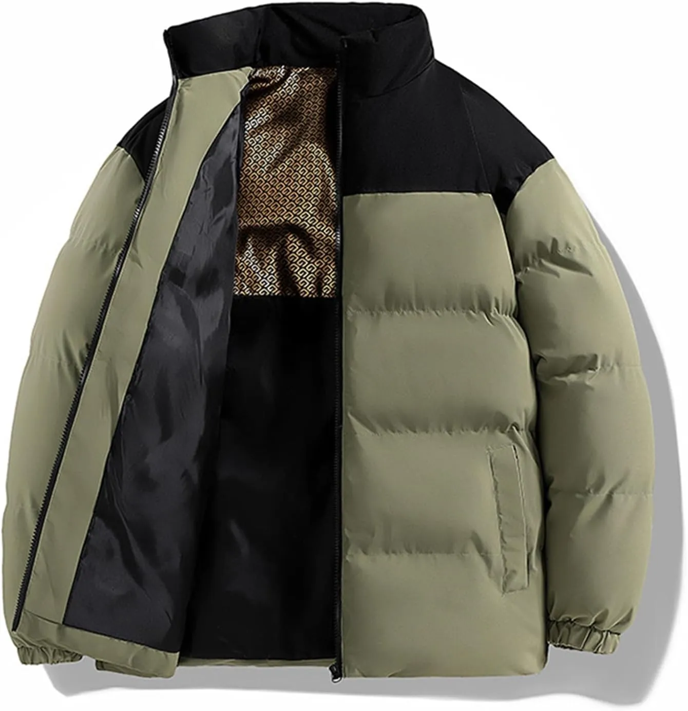 Mens Winter Jacket Thicken Puffer Jacket Down Jacket for Men Full Zip Puffy Jackets Quilted Insulated Jacket