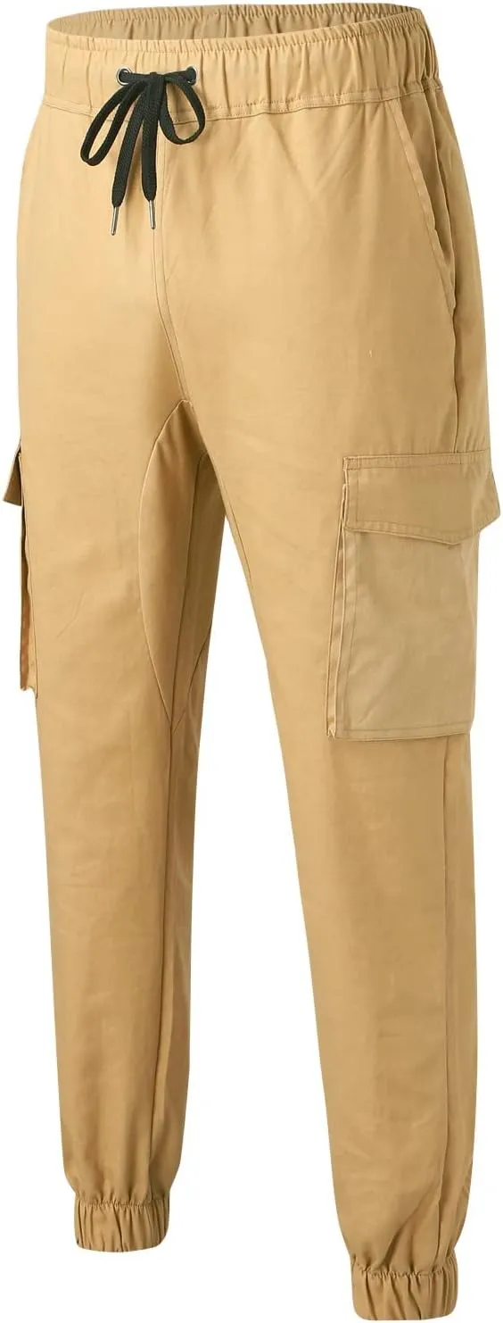 Mens Workout Cargo Sweatpants Drawstring Sports Jogger for Men Workout Sport Work Hiking Pants Men's Athletic Trouser