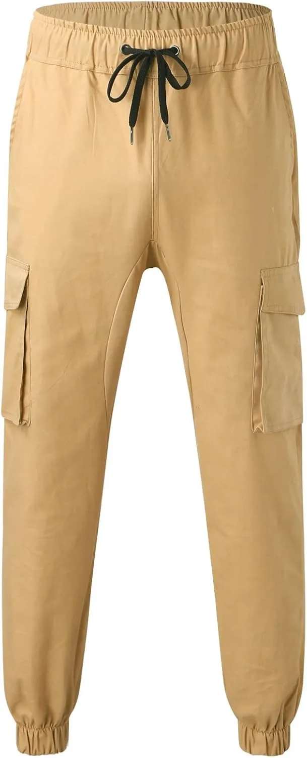 Mens Workout Cargo Sweatpants Drawstring Sports Jogger for Men Workout Sport Work Hiking Pants Men's Athletic Trouser