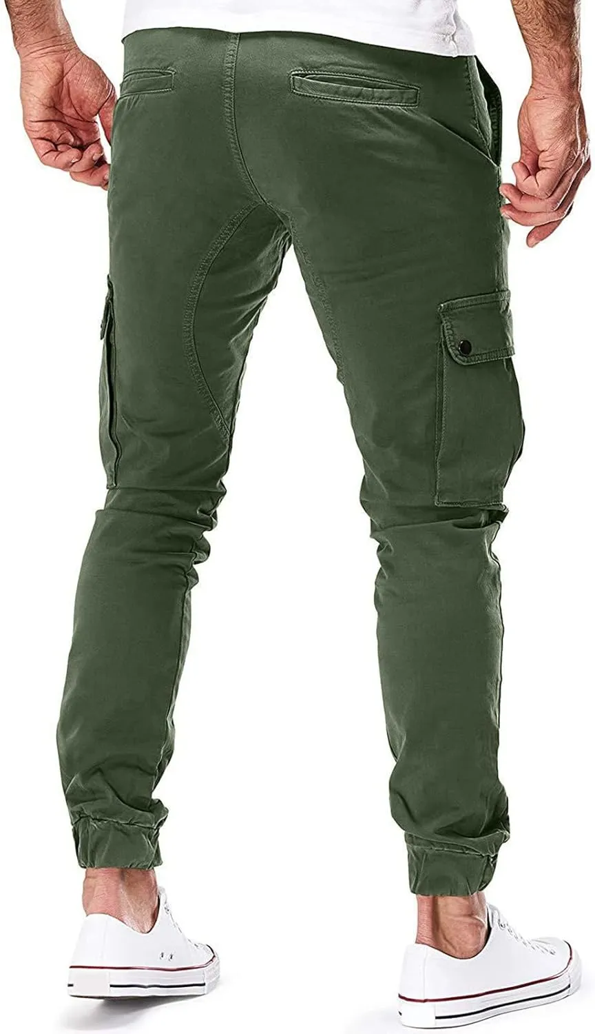 Mens Workout Cargo Sweatpants for Men Heavyweight Cargo Fleece Stretch Elastic Waist Jogger Sports Pants Drawstring