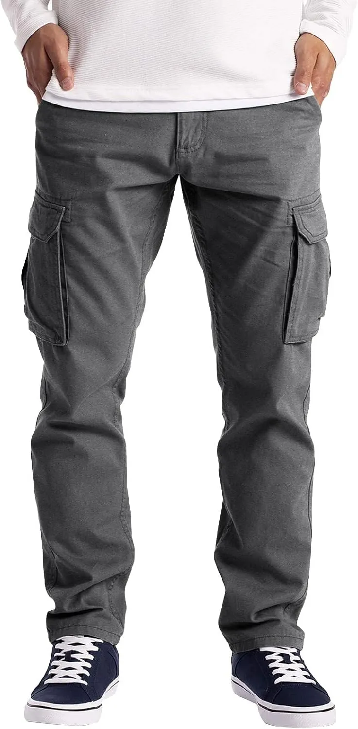 Mens Workout Cargo Sweatpants Heavyweight Athletic Joggers Multi-Pockets Relaxed Fit Cargo Pants Men's Heavyweight