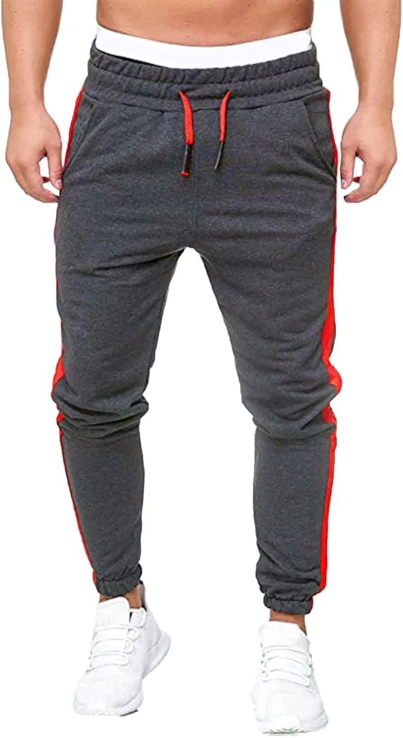 Mens Workout Cargo Sweatpants Stretch Elastic Waist Multiple Pockets Sports Pants Fitness Sports Trousers Men's Cargo