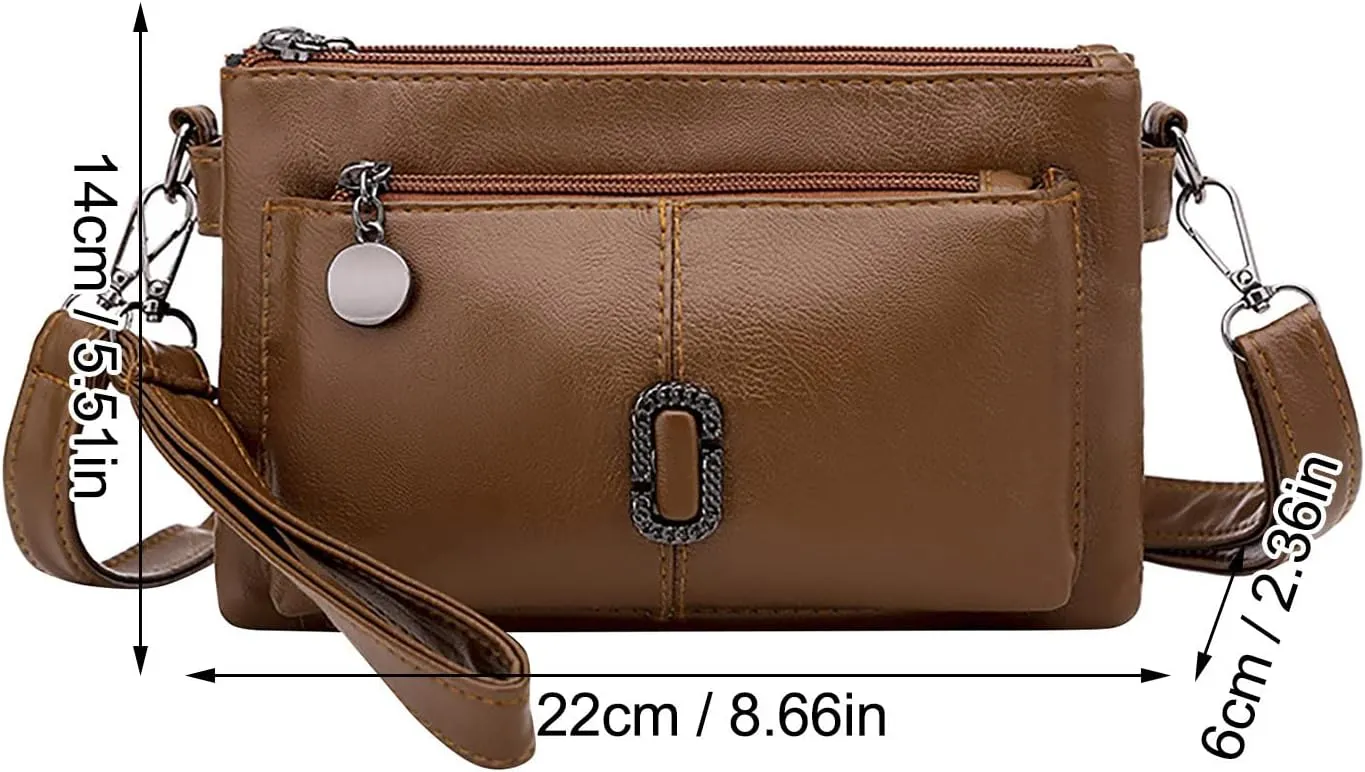 Messenger Bag Fashion Mobile Phone Change Small Square Bag Large Capacity Mobile Phone Bags Vintage (Black, One Size)