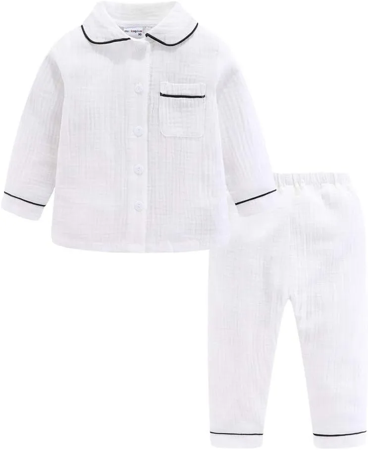 Mud Kingdom Boutique Girls Boys Pajamas Set Collared Long Sleeve Sleepwear