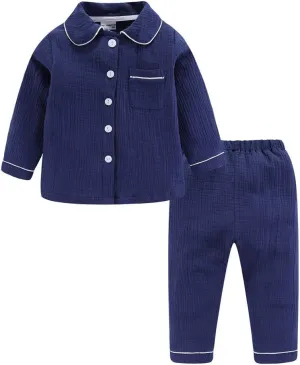 Mud Kingdom Boutique Girls Boys Pajamas Set Collared Long Sleeve Sleepwear