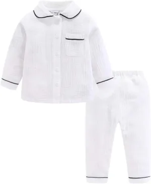 Mud Kingdom Boutique Girls Boys Pajamas Set Collared Long Sleeve Sleepwear