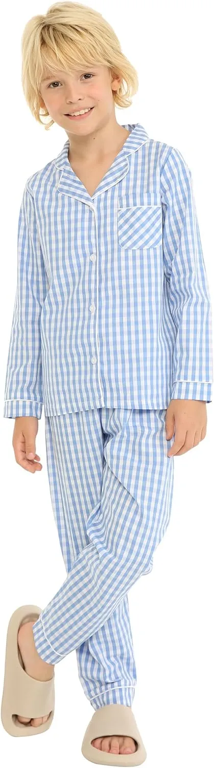 Mud Kingdom Boutique Girls Boys Pajamas Set Collared Long Sleeve Sleepwear
