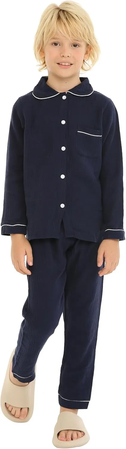 Mud Kingdom Boutique Girls Boys Pajamas Set Collared Long Sleeve Sleepwear