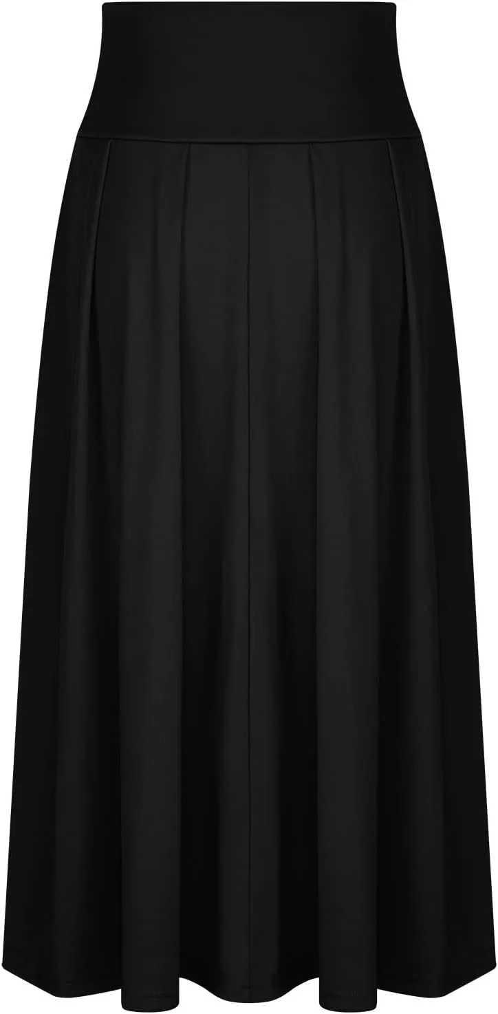 NATHGAM Women's Elegant High Waist Pleated Mini Skirt Cute Bow Flared Hem A-Line Uniform Skirts Formal Business Work Skirts