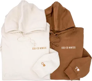 Noni Custom Embroidered Roman Numeral Hoodies, Date and Initial Hoodie Matching Hoodies For Couples, Custom Hoodies For Boyfriend With Initial Heart, Personalized Gift for Girlfriend Boyfriend
