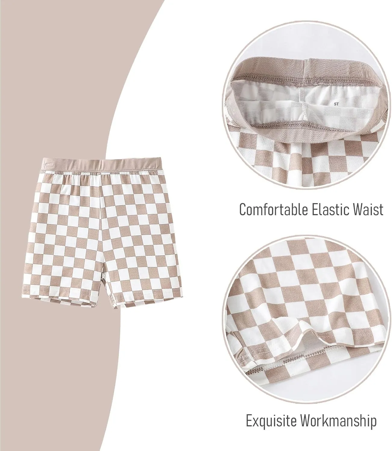OPAWO Bamboo Pajamas Toddler Boy Clothes Checkered Tee and Shorts 2 Piece Summer Bamboo Baby Pajamas Sleepwear Pjs Set 12M-5T