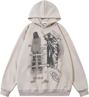 Oversized Hoodies Graphic Sweatshirts Grunge Jacket Vintage Streetwear Y2k Goth Baggy Shadow Print Hoodies For Men