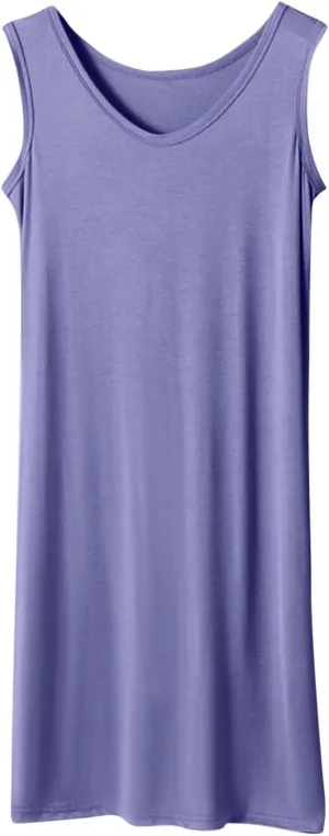 Plus Size Tank Dresses for Women Summer Casual Sleeveless V Neck Nightgowns Sleepshirts Soft Comfy Sleepwear Nightdress