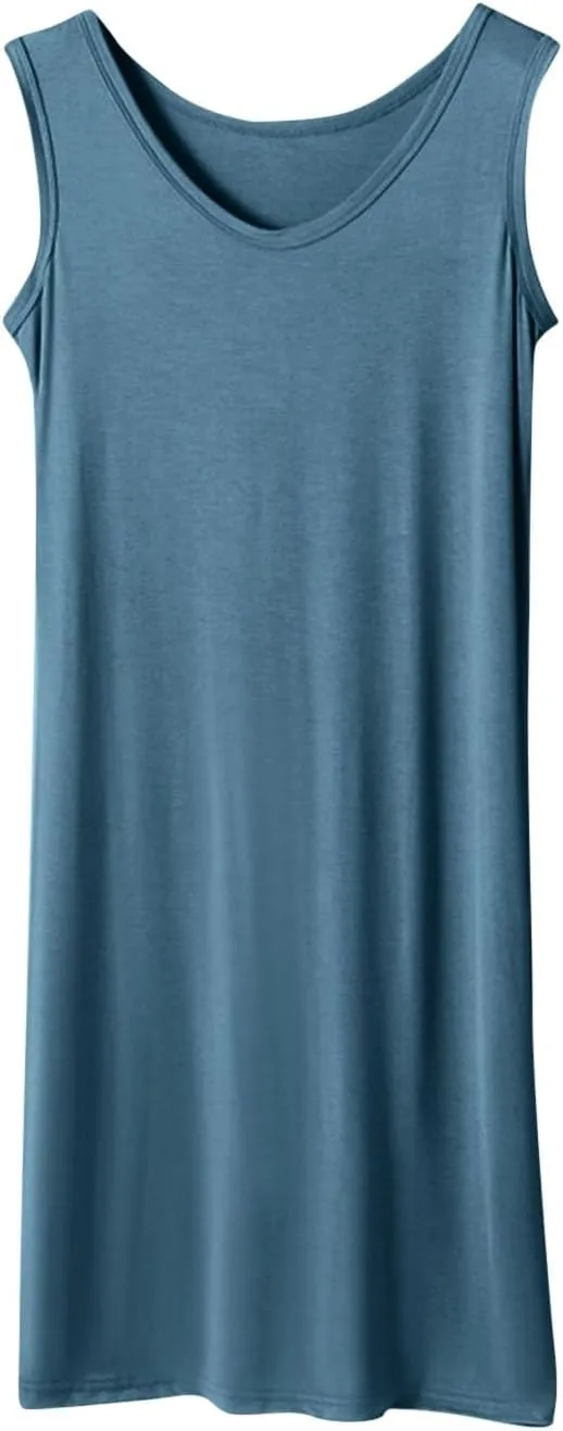 Plus Size Tank Dresses for Women Summer Casual Sleeveless V Neck Nightgowns Sleepshirts Soft Comfy Sleepwear Nightdress