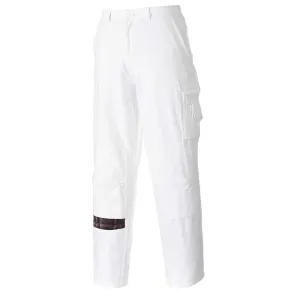 Portwest Painters Trousers Work Pants Protection Protect Overall Decorator Paint, Medium White
