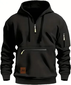 Quarter Zip Pullover Tactical Hoodies For Men Vintage Workout Hoodies With Pockets Military Tactical Sweatshirt