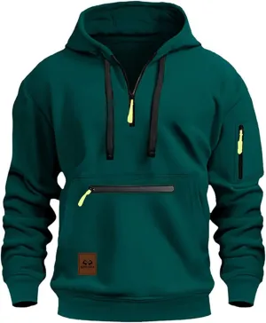 Quarter Zip Pullover Tactical Hoodies For Men Vintage Workout Hoodies With Pockets Military Tactical Sweatshirt