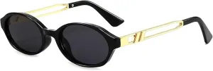 Retro Oval Sunglasses for Women Men Trendy Narrow Round Sun Glasses Y2K Designer Vintage Shades 8059 Black