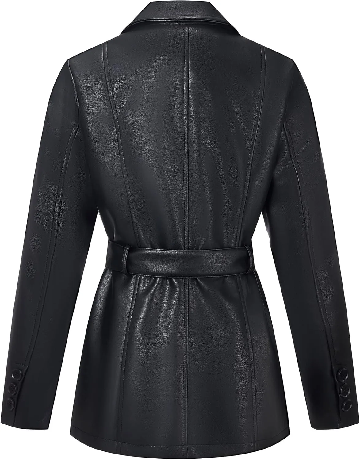 RISISSIDA Women Faux Leather Blazer Jackets/Shacket for Spring and Fall Fashion, Vegan Leather Button Down Coats