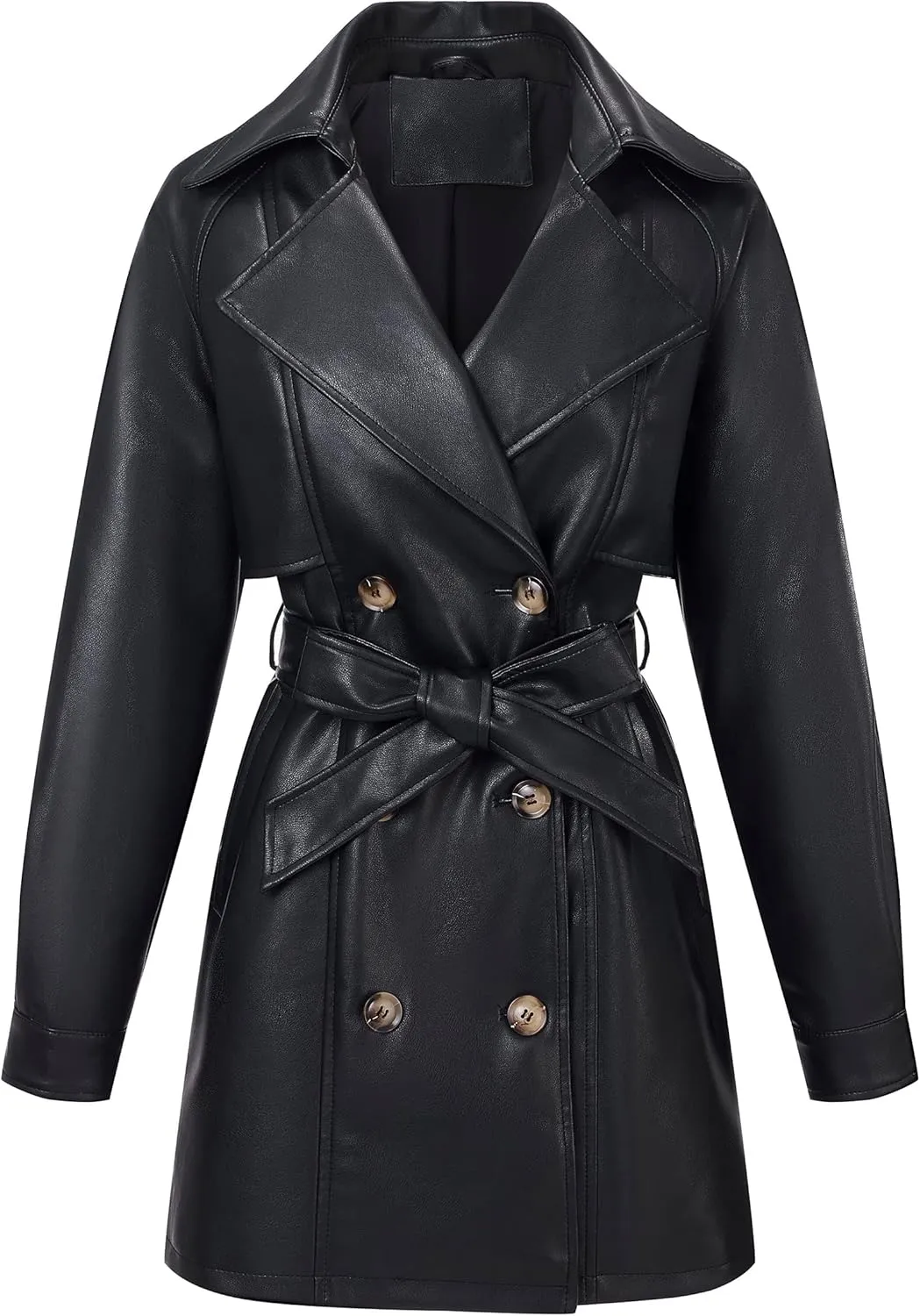 RISISSIDA Women Faux Leather Blazer Jackets/Shacket for Spring and Fall Fashion, Vegan Leather Button Down Coats