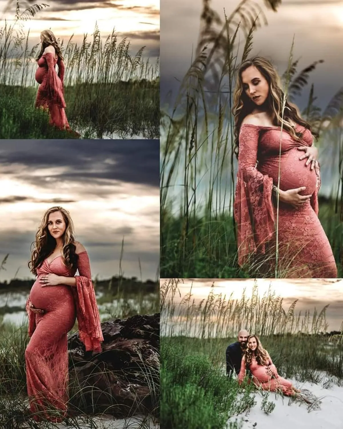 Saslax Off Shoulder Lace Maternity Dress for Photography Maxi Maternity Props Dresses for Photo Shoot Baby Shower