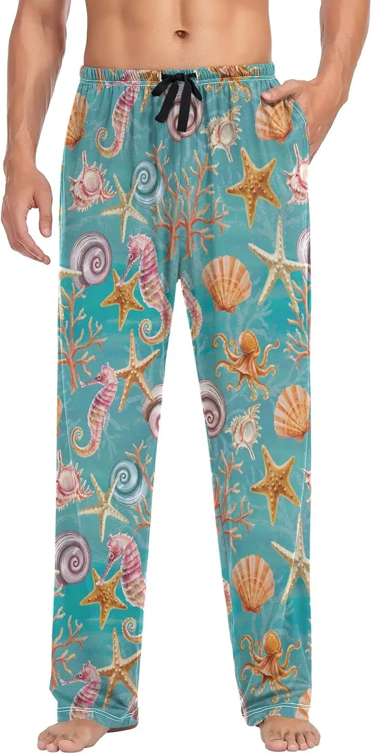 Sea Pattern Seahorse Octopus Men's Pajama Pants Sleepwear Lounge Pajama Bottoms