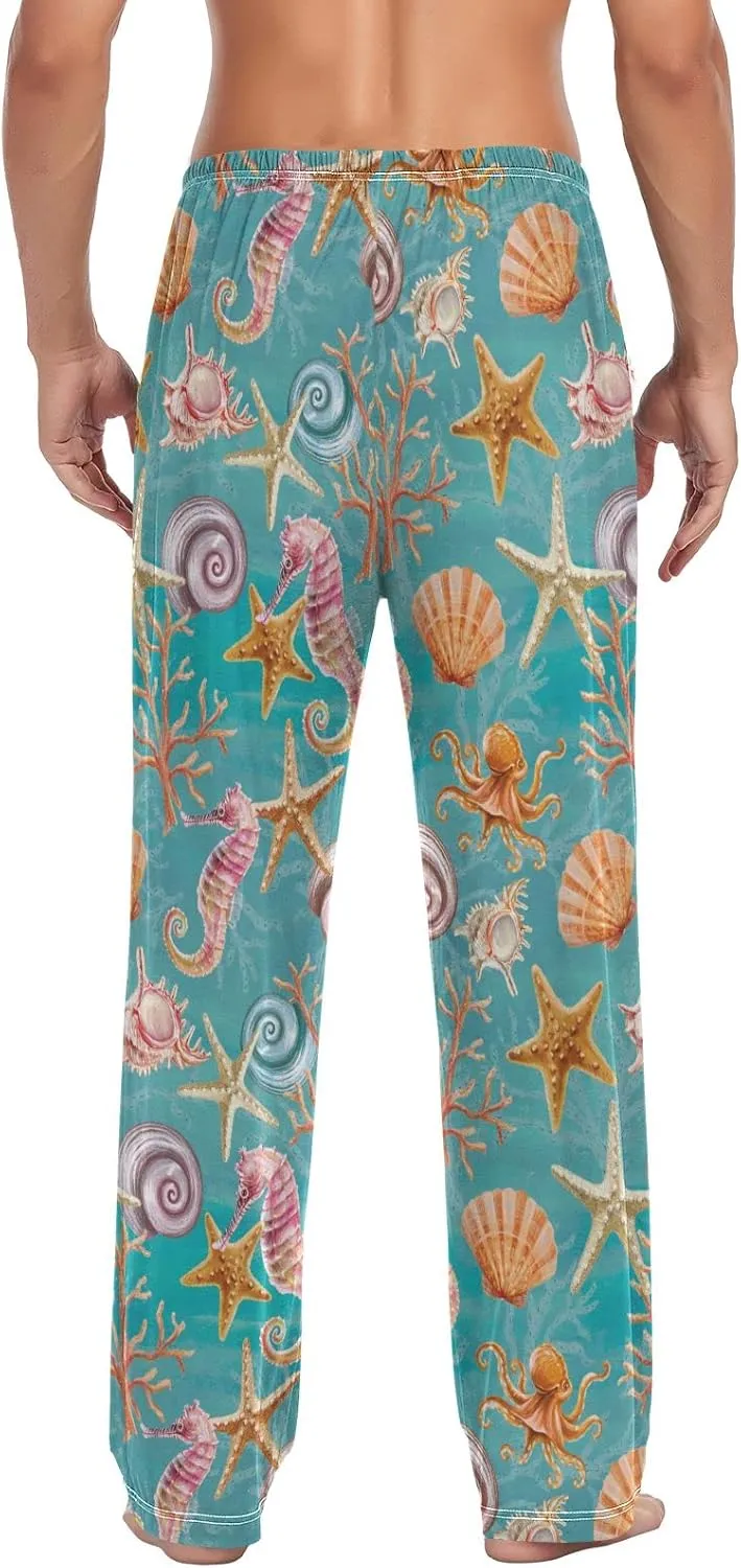 Sea Pattern Seahorse Octopus Men's Pajama Pants Sleepwear Lounge Pajama Bottoms