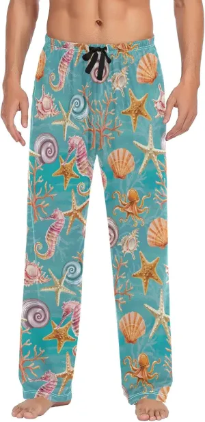 Sea Pattern Seahorse Octopus Men's Pajama Pants Sleepwear Lounge Pajama Bottoms