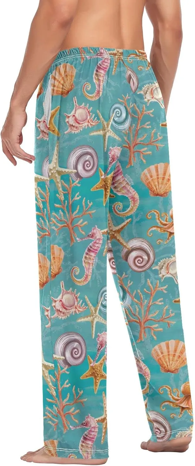 Sea Pattern Seahorse Octopus Men's Pajama Pants Sleepwear Lounge Pajama Bottoms