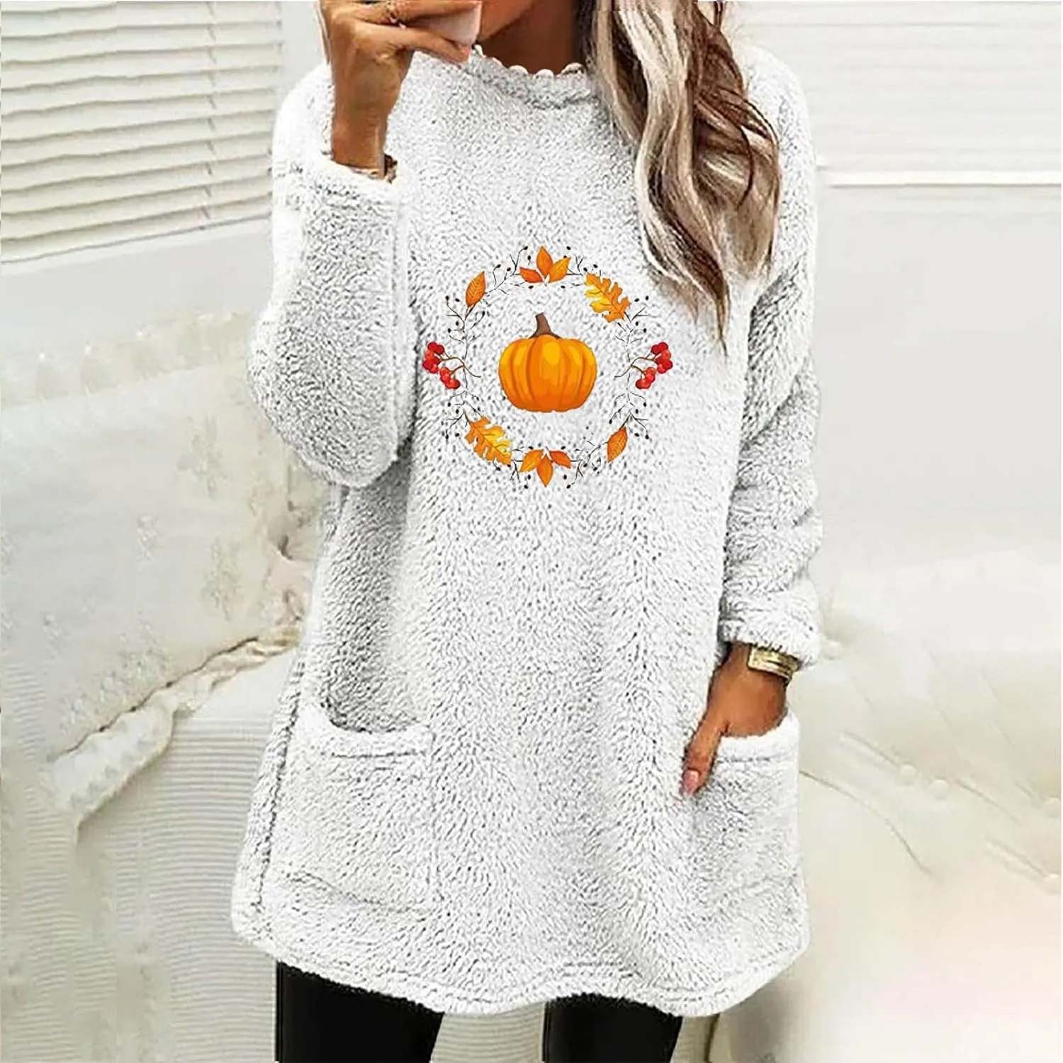 SHAOBGE Hoodies for Women Fleece Linend Warm Sweatshirt Hoodies Long Sleeve Tunic Pullover with Pockets Warm Winter Hoodies