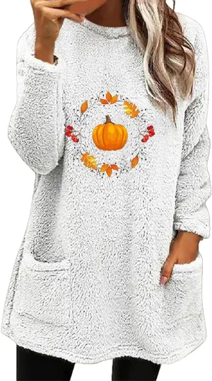 SHAOBGE Hoodies for Women Fleece Linend Warm Sweatshirt Hoodies Long Sleeve Tunic Pullover with Pockets Warm Winter Hoodies