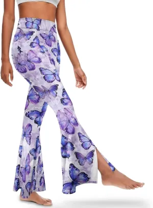 Slit Pants for Women Yoga Pants High Waist Flare Pants Yoga Leggings Elastic Waist Workout Pants Pilates Pants