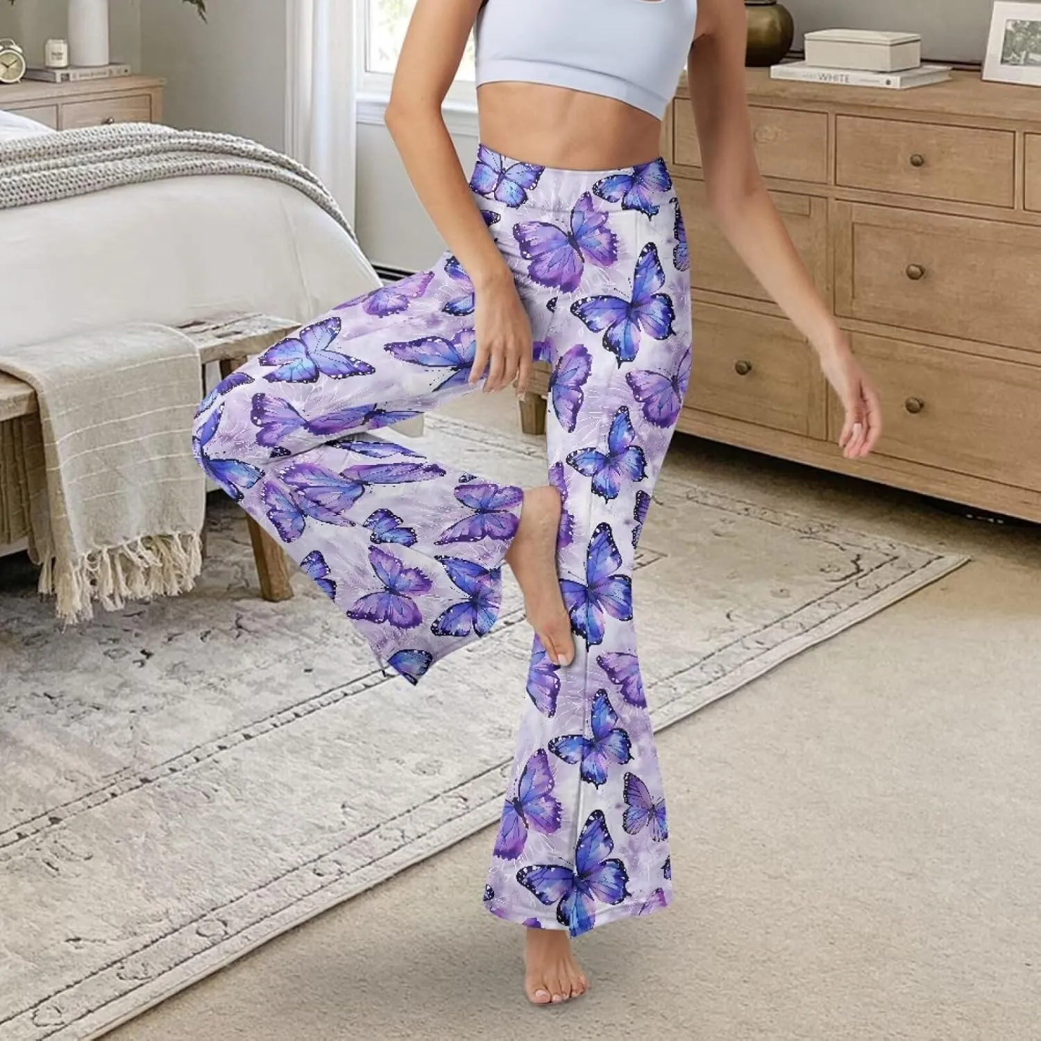 Slit Pants for Women Yoga Pants High Waist Flare Pants Yoga Leggings Elastic Waist Workout Pants Pilates Pants