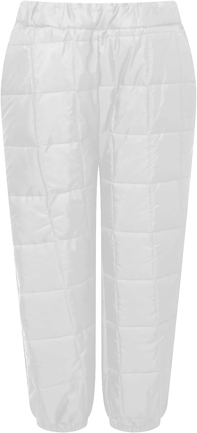 Snow Pants Womens Winter Ski Pants Thick Fleece Lined Joggers Quilted Down Puffer Trousers with Pockets