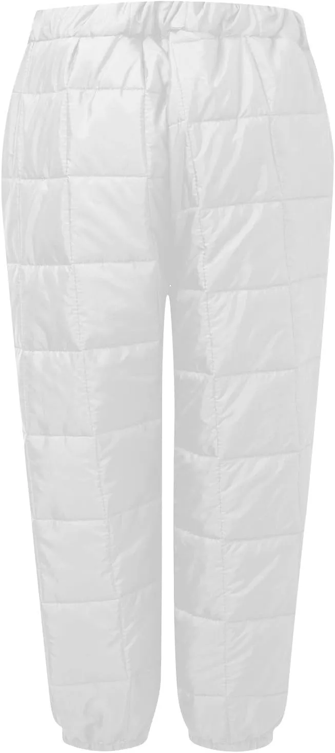 Snow Pants Womens Winter Ski Pants Thick Fleece Lined Joggers Quilted Down Puffer Trousers with Pockets