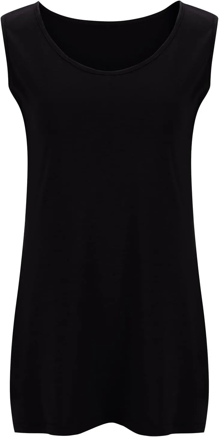 Summer Basic Oversized Tank Tops Women Casual Comfy Sleeveless Crewneck Shirts Plus Size Loungewear Undershirts
