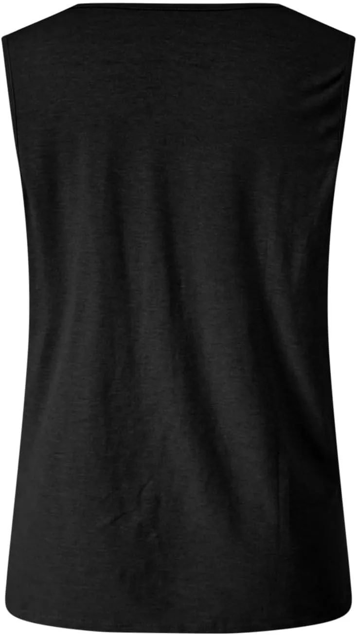 Summer V Neck Tunic Tank Tops Women Comfy Casual Loose Fit Sleeveless Shirt Beach Vacation Loungewear Tanks Blouse